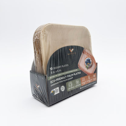 6"x6" Square Palm Plate (10 Packs of 10)