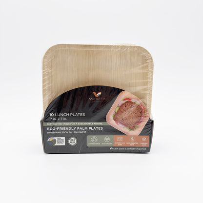 7"x7" Square Palm Plate (10 Packs of 10)
