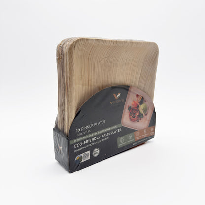 8"x8" Square Palm Plate (10 Packs of 10)