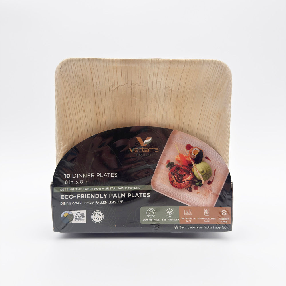 8"x8" Square Palm Plate (10 Packs of 10)