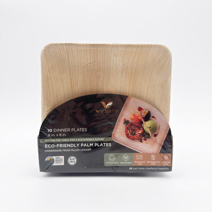 8"x8" Square Palm Plate (10 Packs of 10)