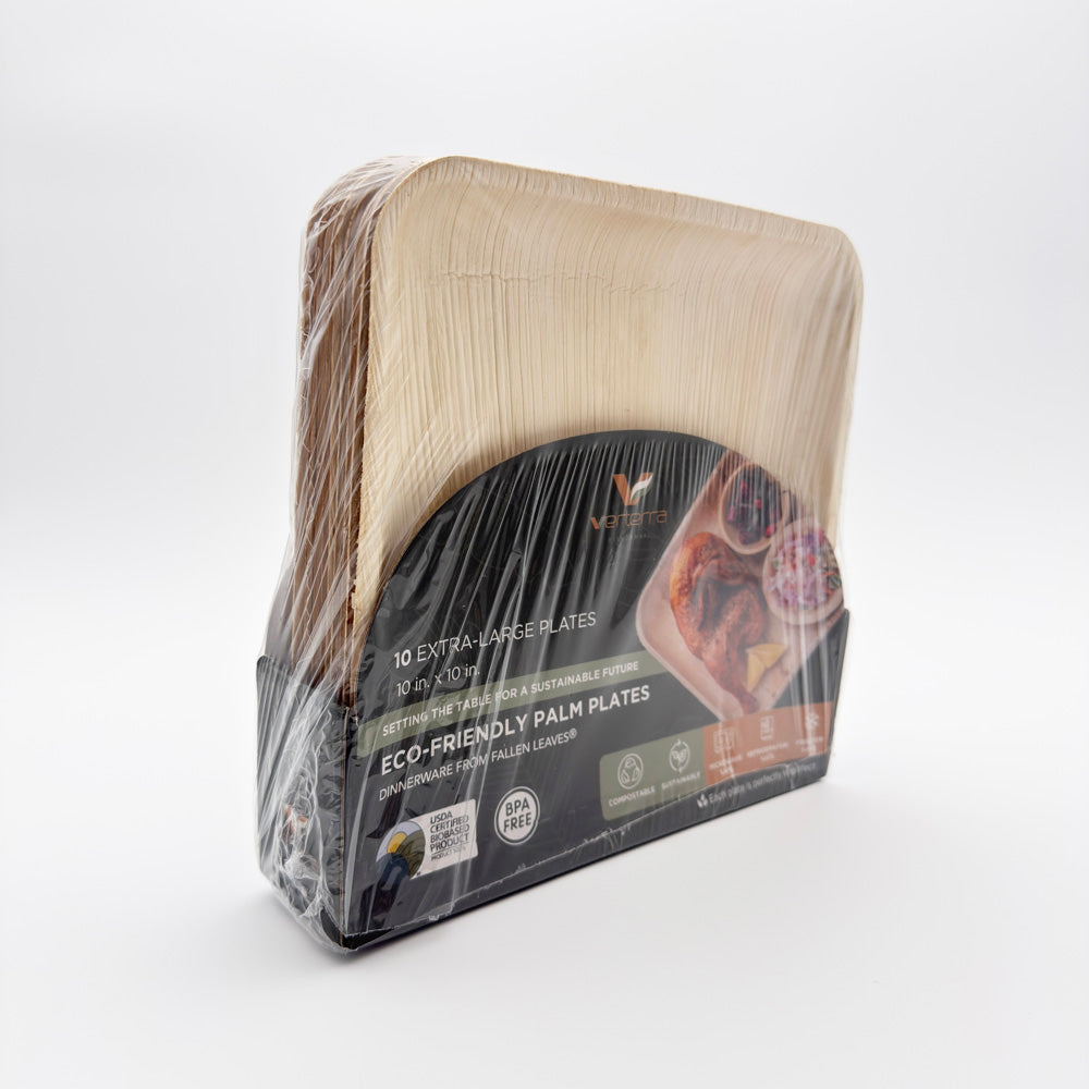 10"x10" Square Palm Plate (10 Packs of 10)