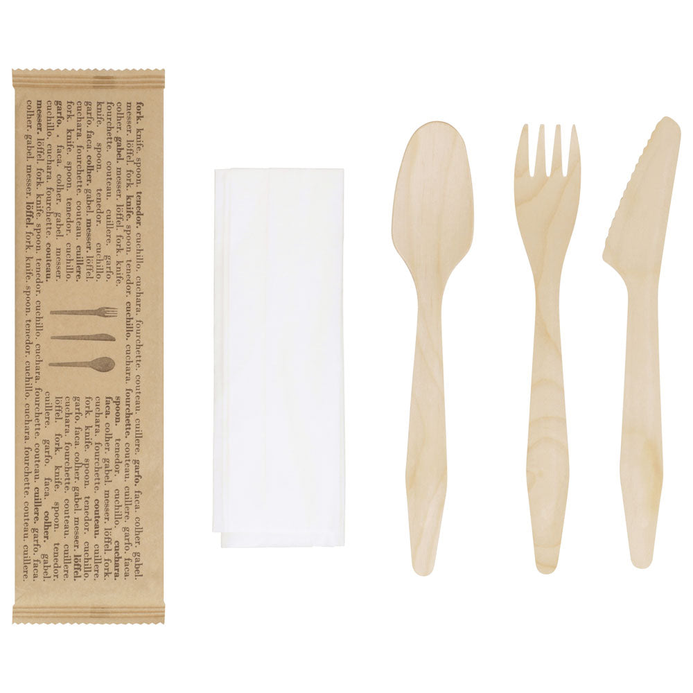 7" Heavy Weight Wooden Cutlery Kit