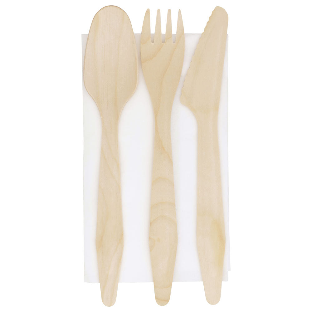 7" Heavy Weight Wooden Cutlery Kit