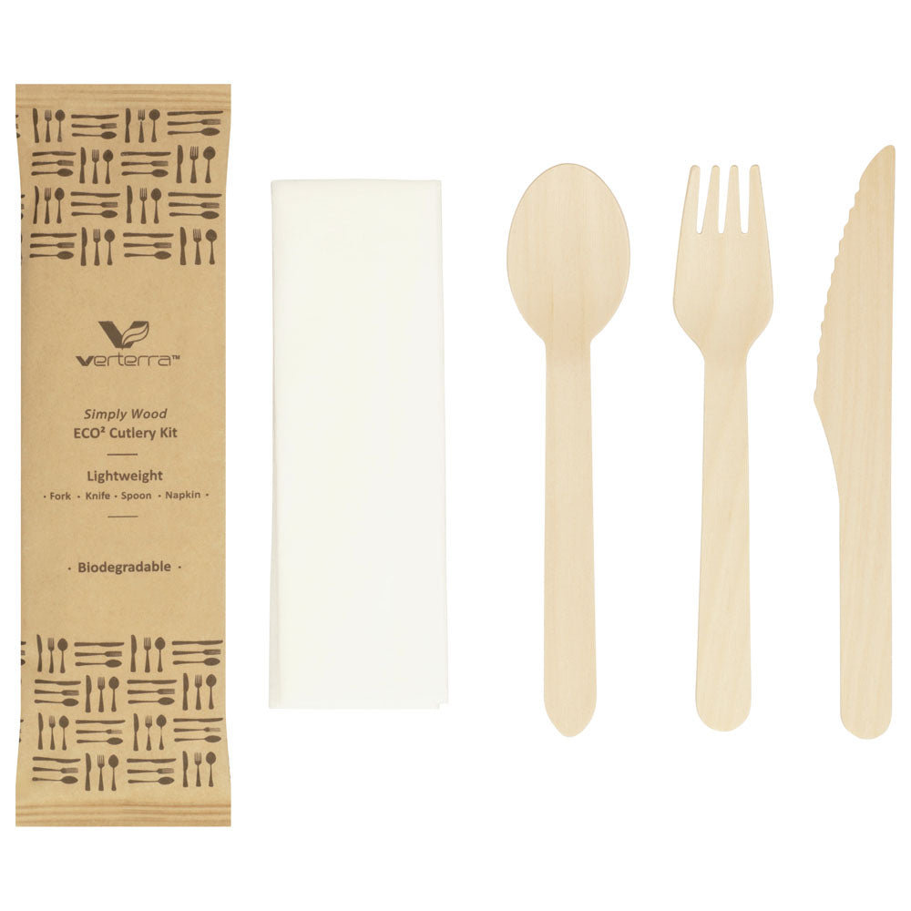 6" Light Weight Wooden Cutlery Kit