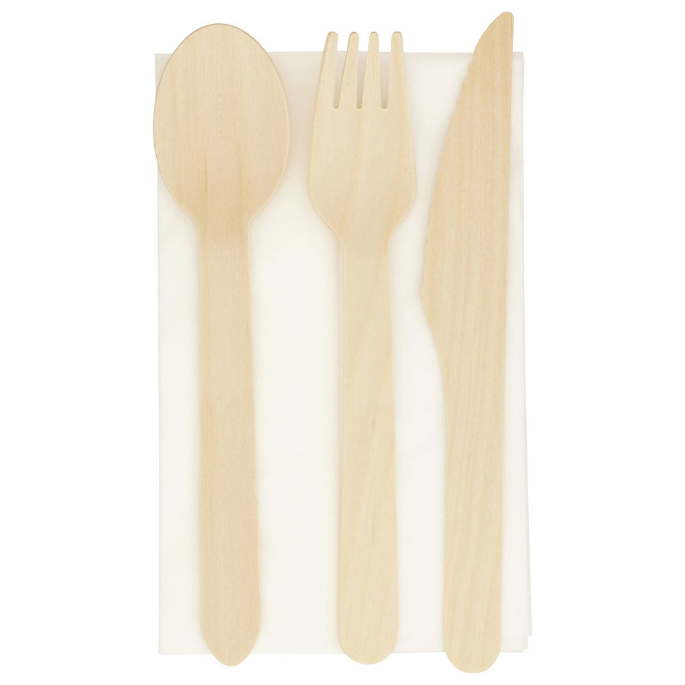 6" Light Weight Wooden Cutlery Kit