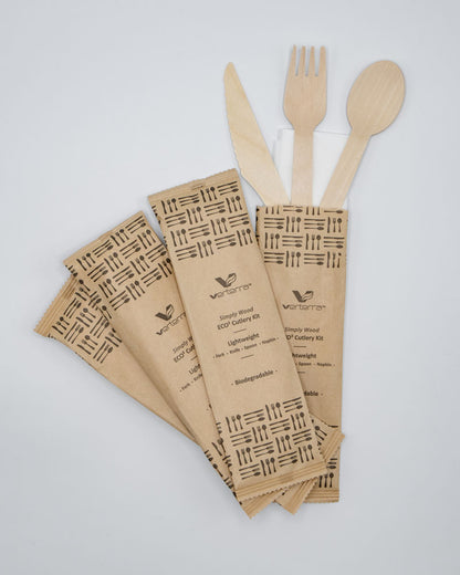 6" Light Weight Wooden Cutlery Kit