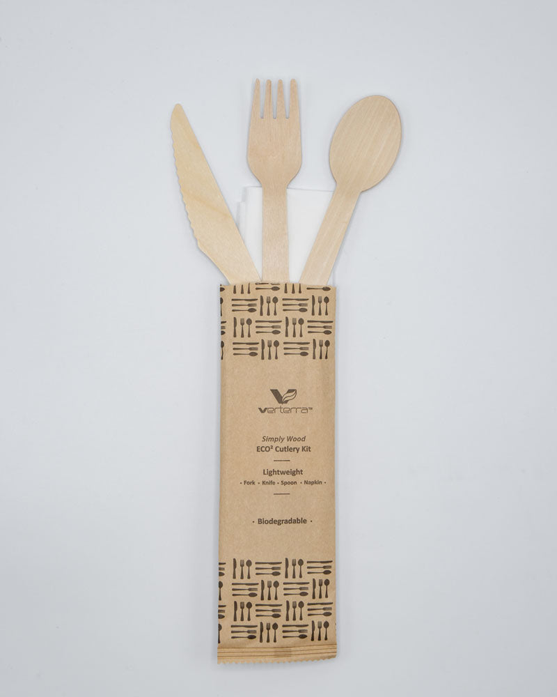 6" Light Weight Wooden Cutlery Kit