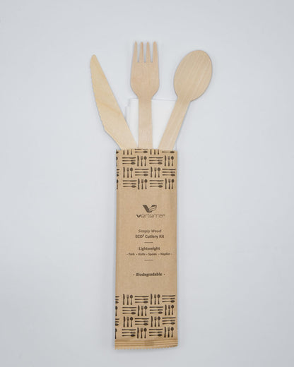 6" Light Weight Wooden Cutlery Kit