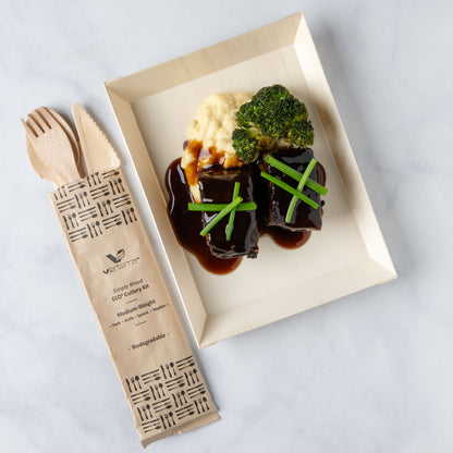 6.5" Medium Weight Wooden Cutlery Kit