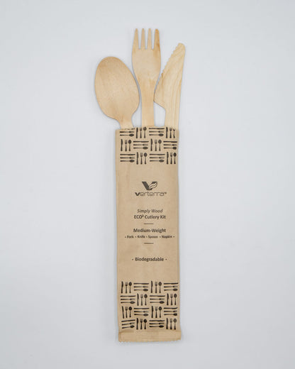 6.5" Medium Weight Wooden Cutlery Kit