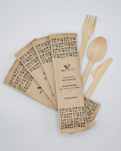 6.5" Medium Weight Wooden Cutlery Kit