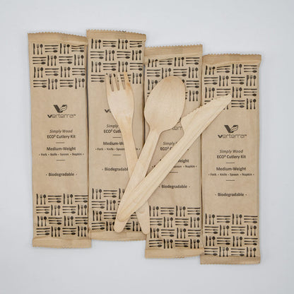 6.5" Medium Weight Wooden Cutlery Kit