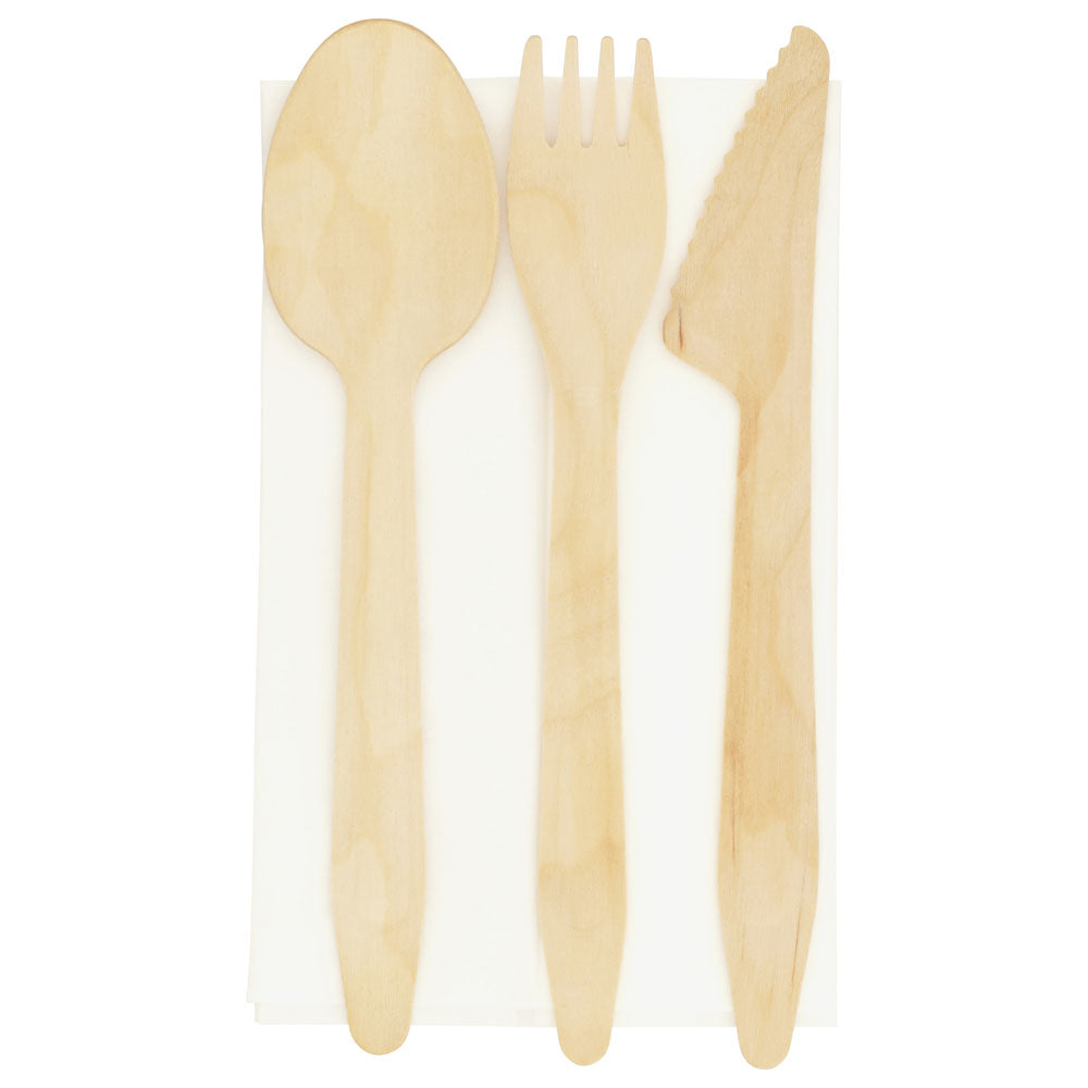 6.5" Medium Weight Wooden Cutlery Kit
