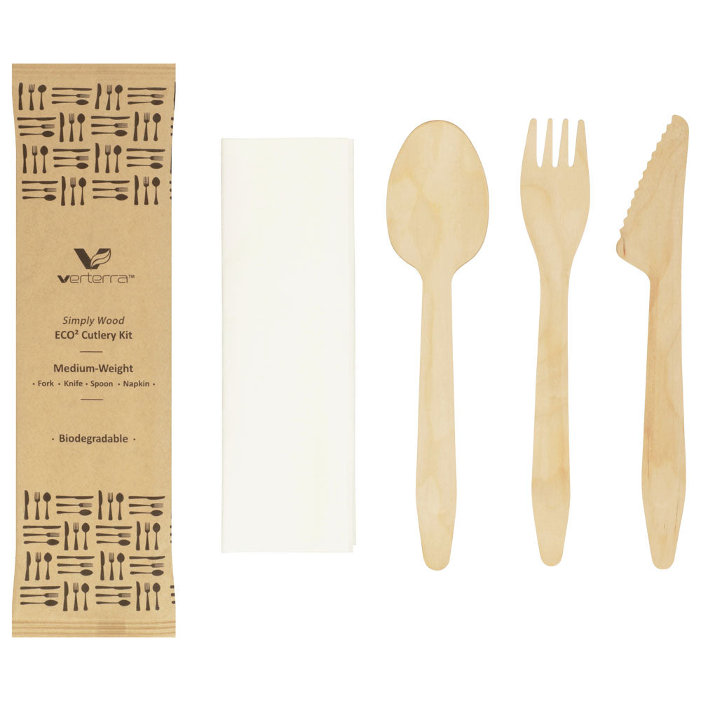 6.5" Medium Weight Wooden Cutlery Kit