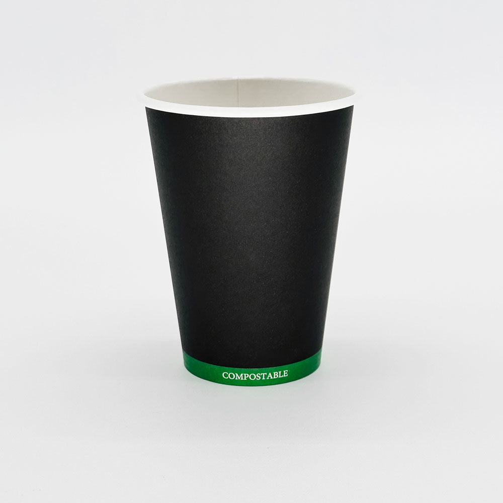12 oz Black Paper Hot/Cold Compostable Cup