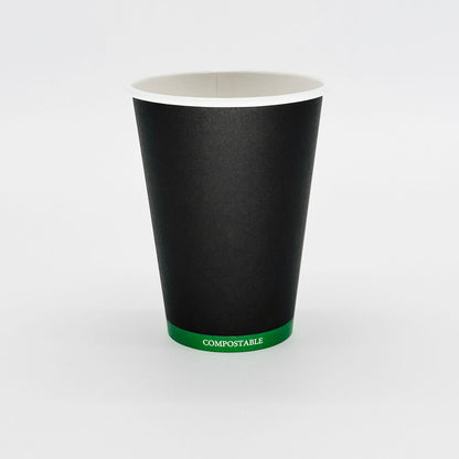 12 oz Black Paper Hot/Cold Compostable Cup