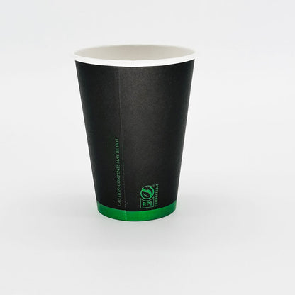 12 oz Black Paper Hot/Cold Compostable Cup