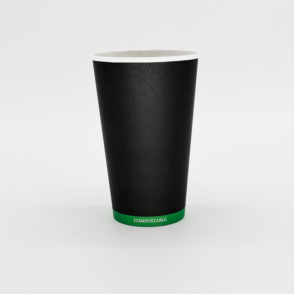 16 oz Black Paper Hot/Cold Compostable Cup