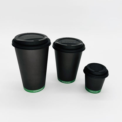 Universal Black CPLA Hot/Cold Cup Lids (12 oz, 16 oz, 20 oz)