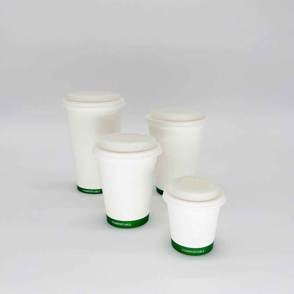 Universal White CPLA Hot/Cold Cup Lids (12 oz, 16 oz, 20 oz)