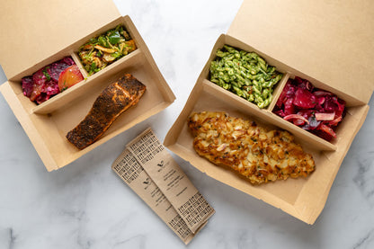 11"x9"x2" PaperBoard 3 Compartment Bento Box