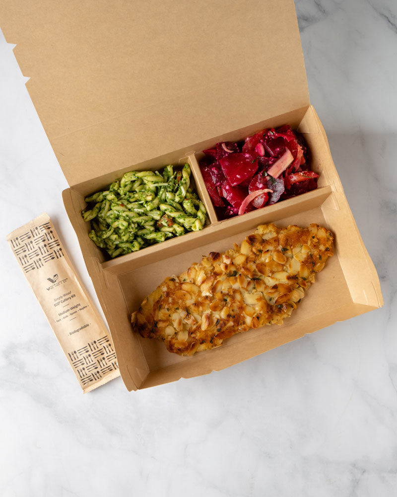 11"x9"x2" PaperBoard 3 Compartment Bento Box