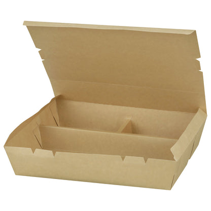 11"x9"x2" PaperBoard 3 Compartment Bento Box