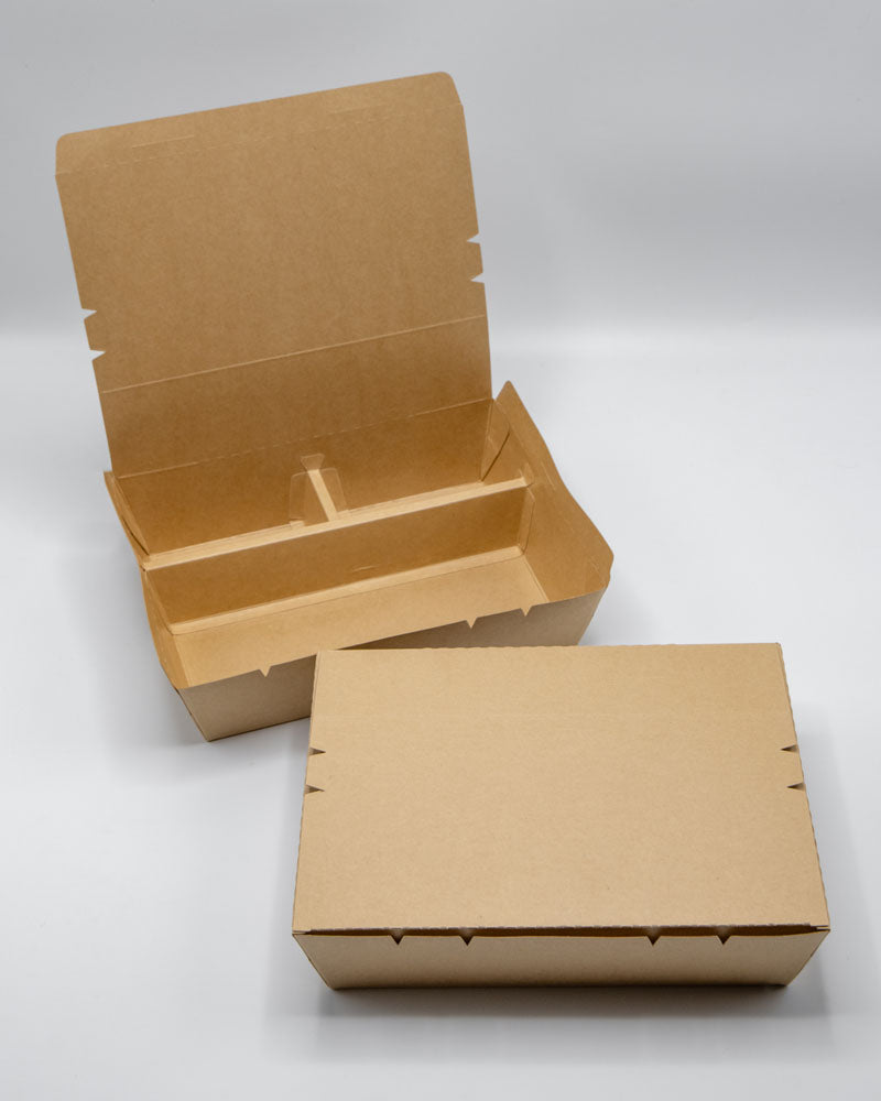 11"x9"x2" PaperBoard 3 Compartment Bento Box