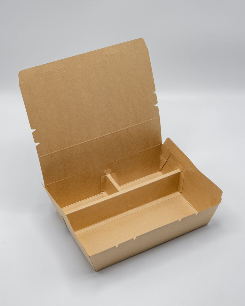 11"x9"x2" PaperBoard 3 Compartment Bento Box