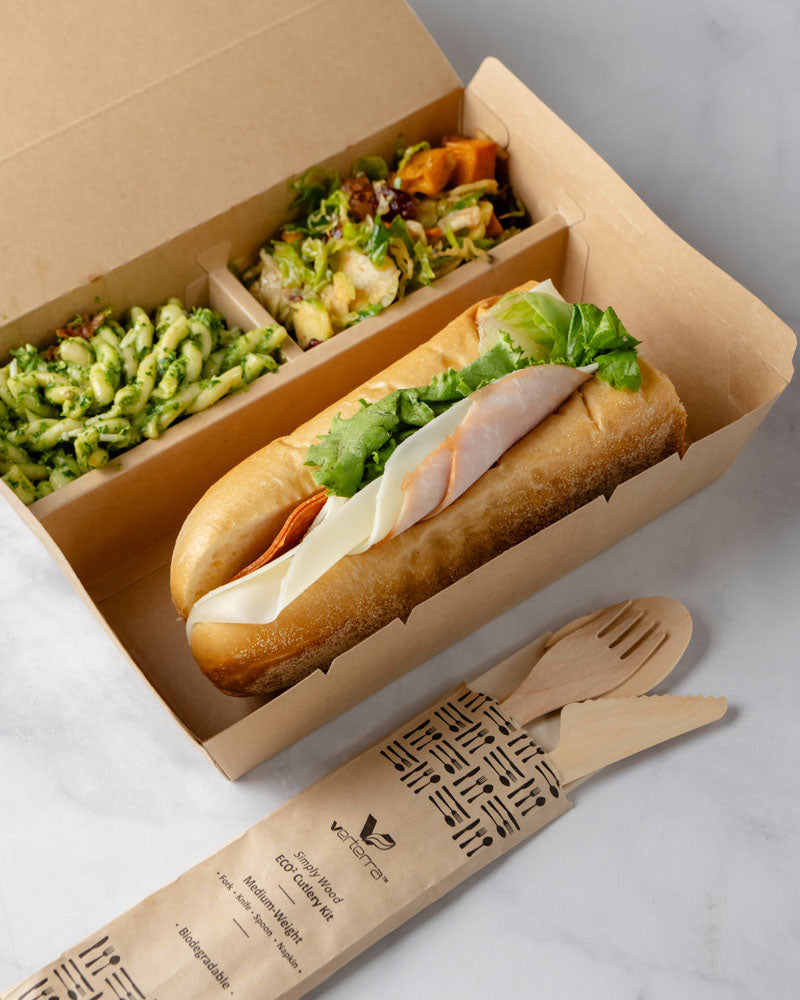 9"x7"x2" PaperBoard 3 Compartment Bento Box