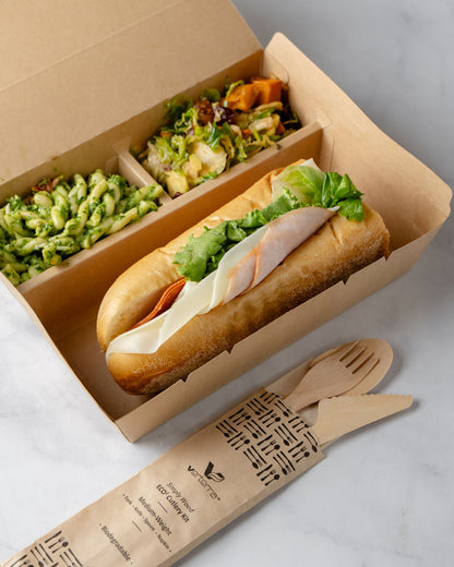 9"x7"x2" PaperBoard 3 Compartment Bento Box