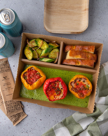 9"x7"x2" PaperBoard 3 Compartment Bento Box