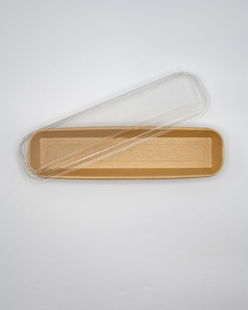 12"x3"x1" Kraft PaperBoard Tray with Clear PET Lid
