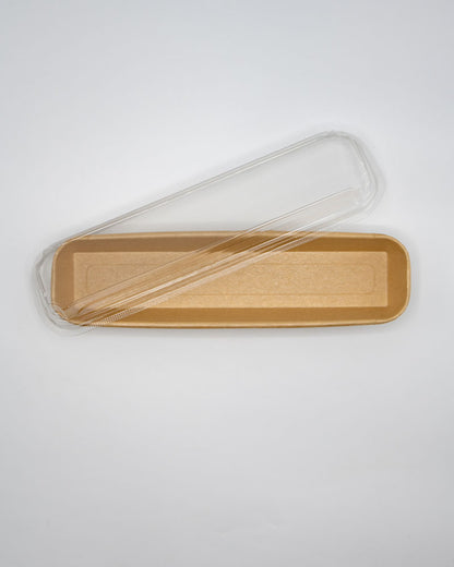 12"x3"x1" Kraft PaperBoard Tray with Clear PET Lid