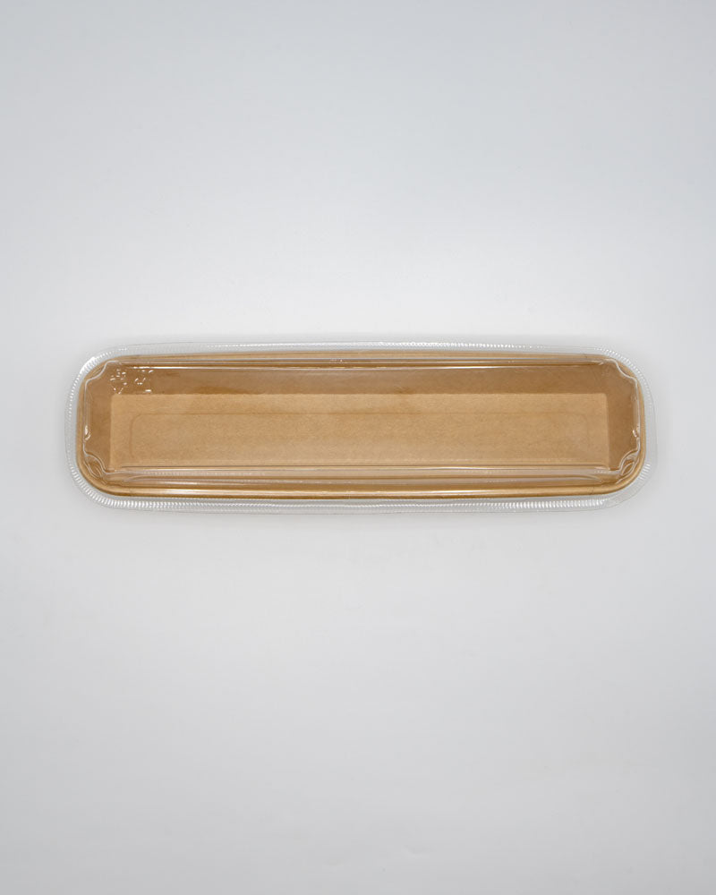 12"x3"x1" Kraft PaperBoard Tray with Clear PET Lid