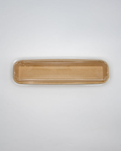 12"x3"x1" Kraft PaperBoard Tray with Clear PET Lid