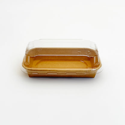5.5"x3.1" Kraft PaperBoard Tray with Clear PET Lid