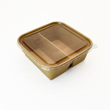 5"x5" 2-Compartment Kraft Tray with Clear PET Lid