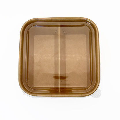 5"x5" 2-Compartment Kraft Tray with Clear PET Lid