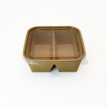 5"x5" 2-Compartment Kraft Tray with Clear PET Lid