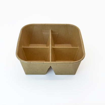 5"x5" 4-Compartment Kraft Tray with Clear PET Lid