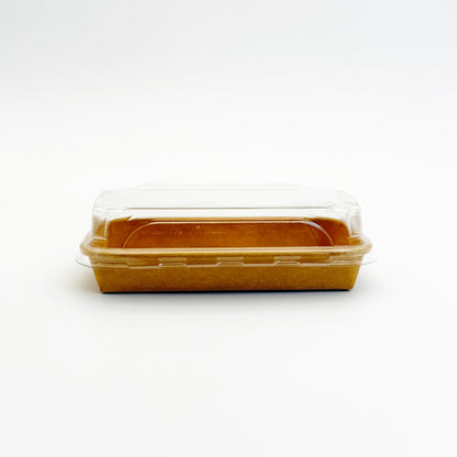 6.3"x3.59" Kraft PaperBoard Tray with Clear PET Lid