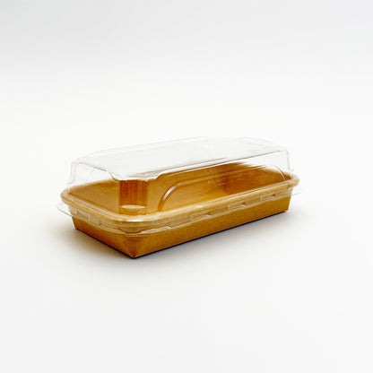 6.3"x3.59" Kraft PaperBoard Tray with Clear PET Lid