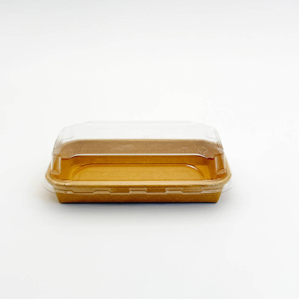 6.3"x3.59" Kraft PaperBoard Tray with Clear PET Lid