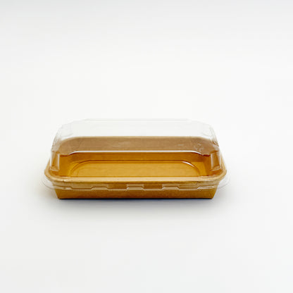 6.3"x3.59" Kraft PaperBoard Tray with Clear PET Lid