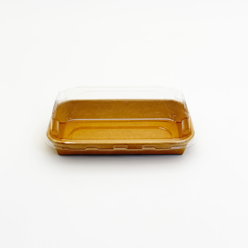 6.3"x3.59" Kraft PaperBoard Tray with Clear PET Lid