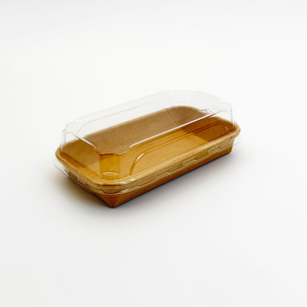 6.5"x4.5" Kraft PaperBoard Tray with Clear PET Lid