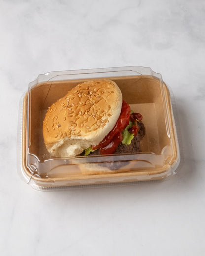 6"x5"x1" Kraft PaperBoard Tray with Clear PET Lid