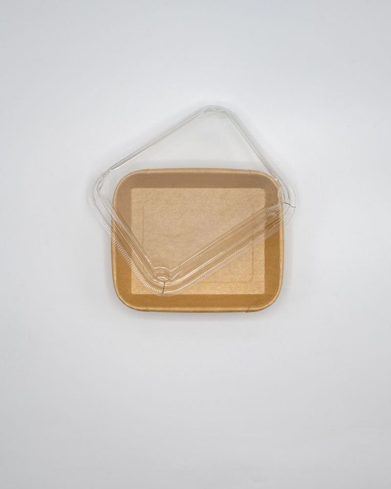 6"x5"x1" Kraft PaperBoard Tray with Clear PET Lid